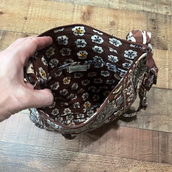 Vera Bradley | Brown Blue Retired Slate Blooms Pattern Crossbody Purse - Picture 6 of 6